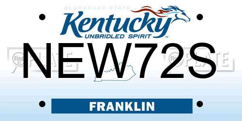 NEW72S Kentucky License Plate