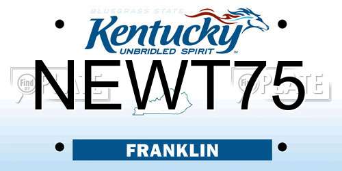 NEWT75 Kentucky License Plate
