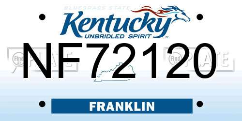 NF72120 Kentucky License Plate