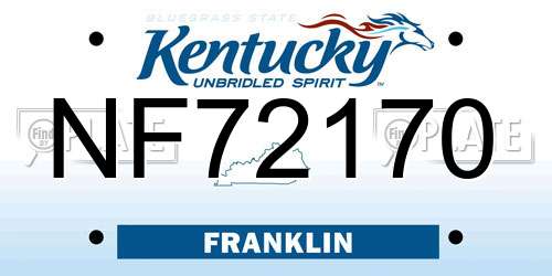NF72170 Kentucky License Plate
