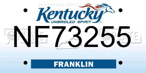 NF73255 Kentucky License Plate
