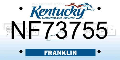 NF73755 Kentucky License Plate