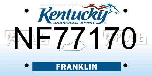 NF77170 Kentucky License Plate