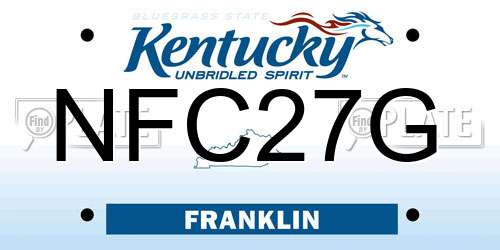NFC27G Kentucky License Plate