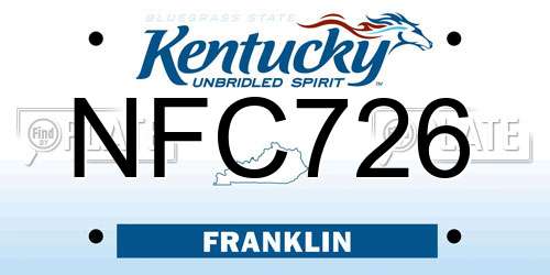 NFC726 Kentucky License Plate