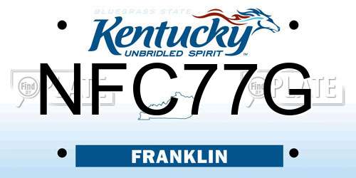 NFC77G Kentucky License Plate