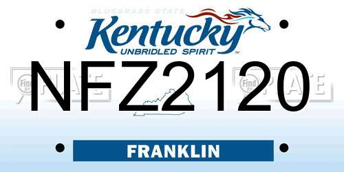 NFZ2120 Kentucky License Plate