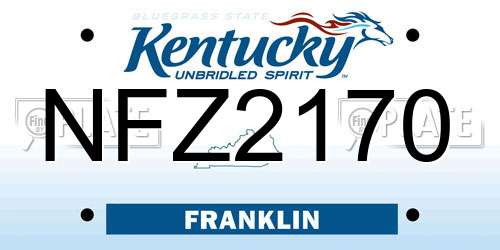 NFZ2170 Kentucky License Plate