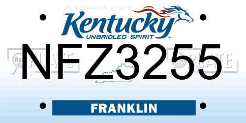 NFZ3255 Kentucky License Plate