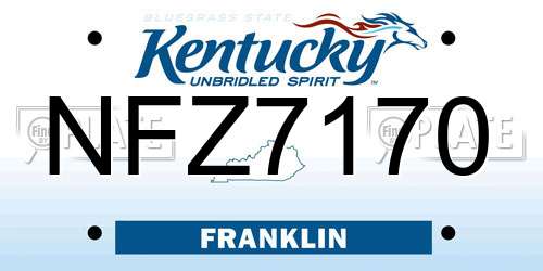 NFZ7170 Kentucky License Plate