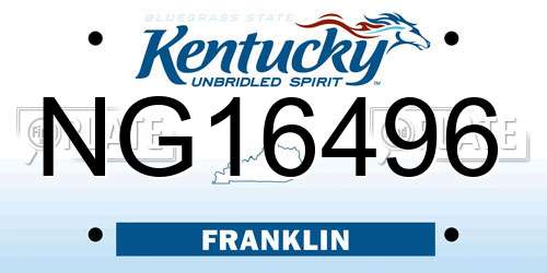 NG16496 Kentucky License Plate