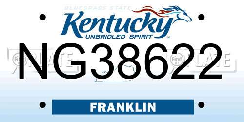 NG38622 Kentucky License Plate