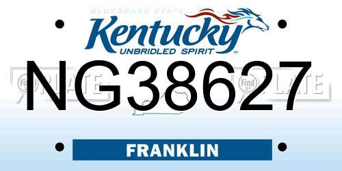 NG38627 Kentucky License Plate