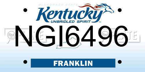 NGI6496 Kentucky License Plate