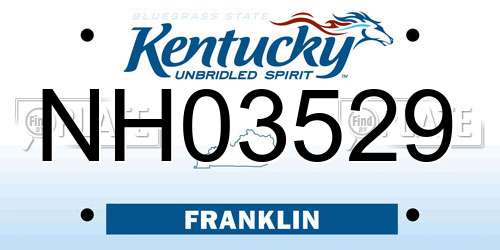 NH03529 Kentucky License Plate