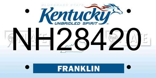 NH28420 Kentucky License Plate