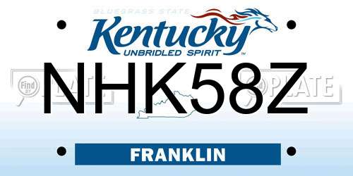 NHK58Z Kentucky License Plate