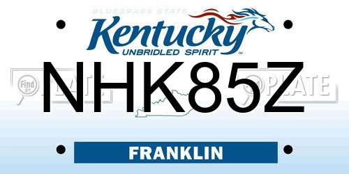 NHK85Z Kentucky License Plate