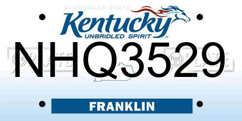 NHQ3529 Kentucky License Plate