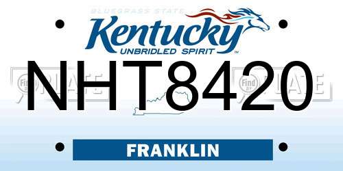 NHT8420 Kentucky License Plate
