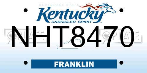 NHT8470 Kentucky License Plate