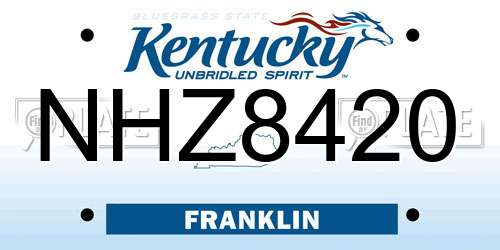 NHZ8420 Kentucky License Plate