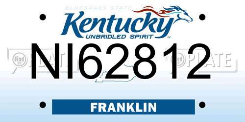 NI62812 Kentucky License Plate