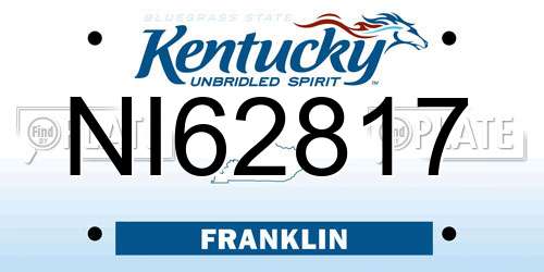NI62817 Kentucky License Plate