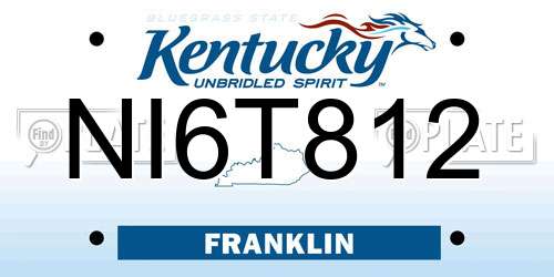 NI6T812 Kentucky License Plate
