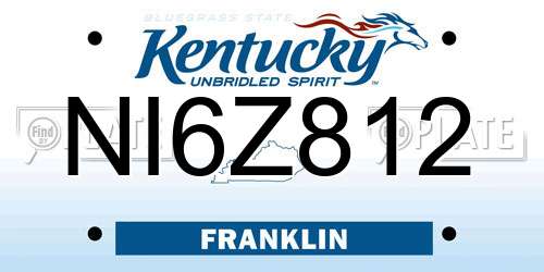 NI6Z812 Kentucky License Plate