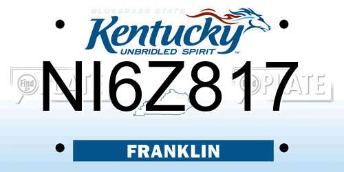 NI6Z817 Kentucky License Plate