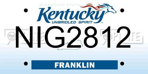 NIG2812 Kentucky License Plate