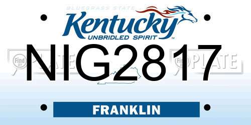 NIG2817 Kentucky License Plate