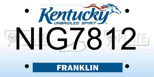 NIG7812 Kentucky License Plate