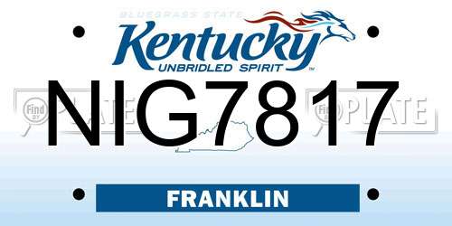 NIG7817 Kentucky License Plate