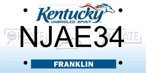 NJAE34 Kentucky License Plate