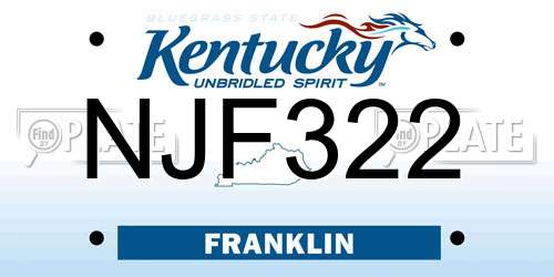 NJF322 Kentucky License Plate
