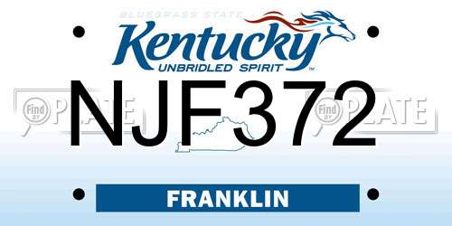 NJF372 Kentucky License Plate