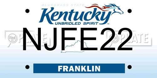 NJFE22 Kentucky License Plate