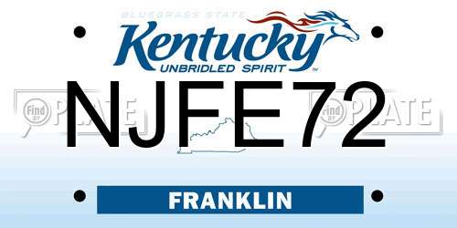 NJFE72 Kentucky License Plate