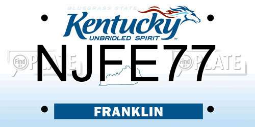 NJFE77 Kentucky License Plate