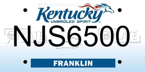 NJS6500 Kentucky License Plate
