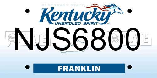 NJS6800 Kentucky License Plate