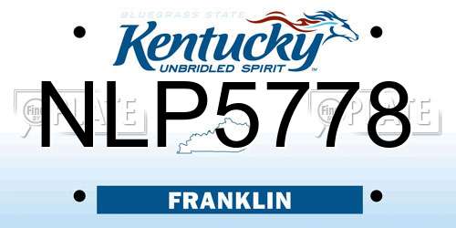 NLP5778 Kentucky License Plate