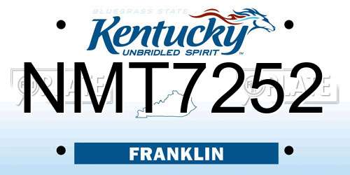 NMT7252 Kentucky License Plate