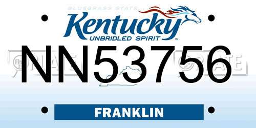 NN53756 Kentucky License Plate