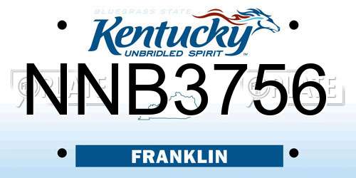 NNB3756 Kentucky License Plate