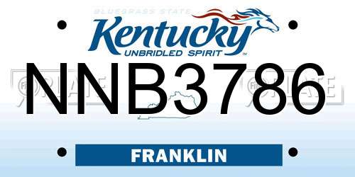 NNB3786 Kentucky License Plate