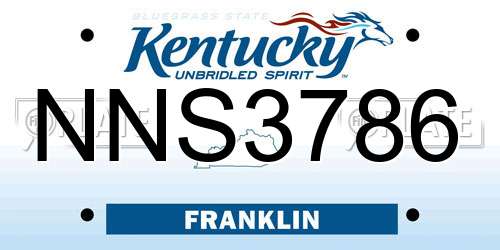 NNS3786 Kentucky License Plate