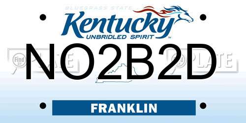 NO2B2D Kentucky License Plate